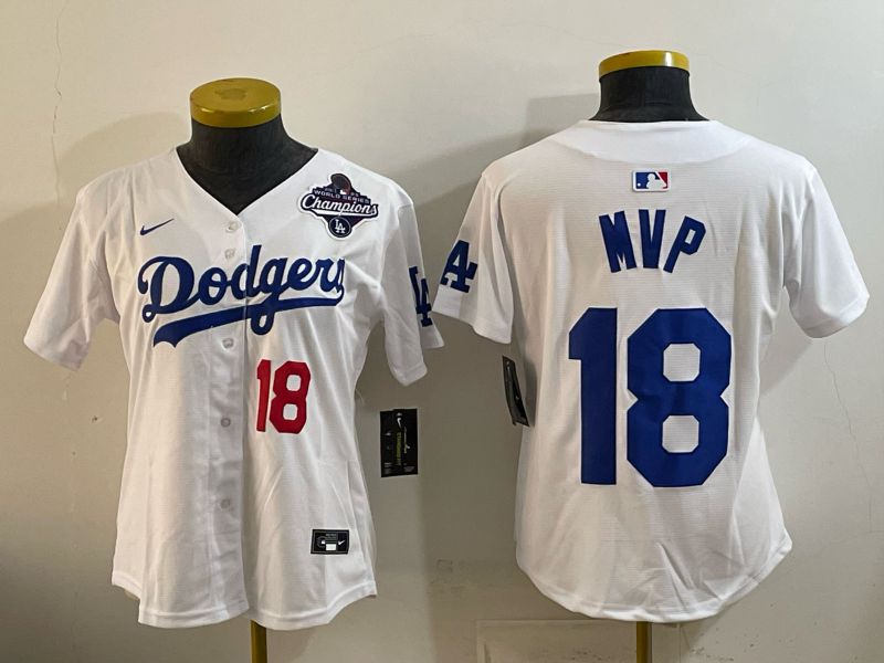 Youth Los Angeles Dodgers #18 Mvp White Game 2026 Nike MLB Jersey style 06
